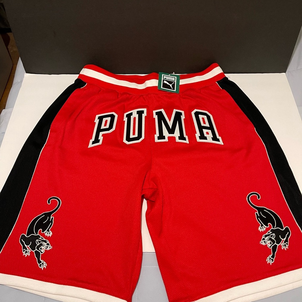 Size Large Men’s Puma Heavyweight shorts Black Red New